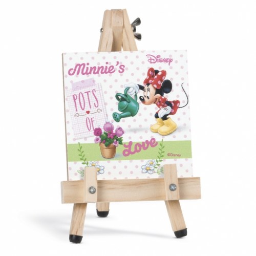 Mπομπονιέρα Βάπτισης Minnie Λουλούδια Καδράκι σε καβαλέτο